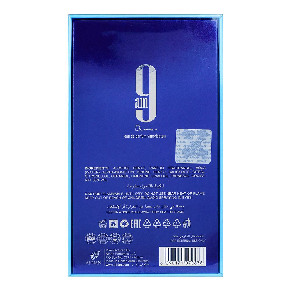 Afnan 9 AM Dive Perfume For Men & Women EDP 100 ML