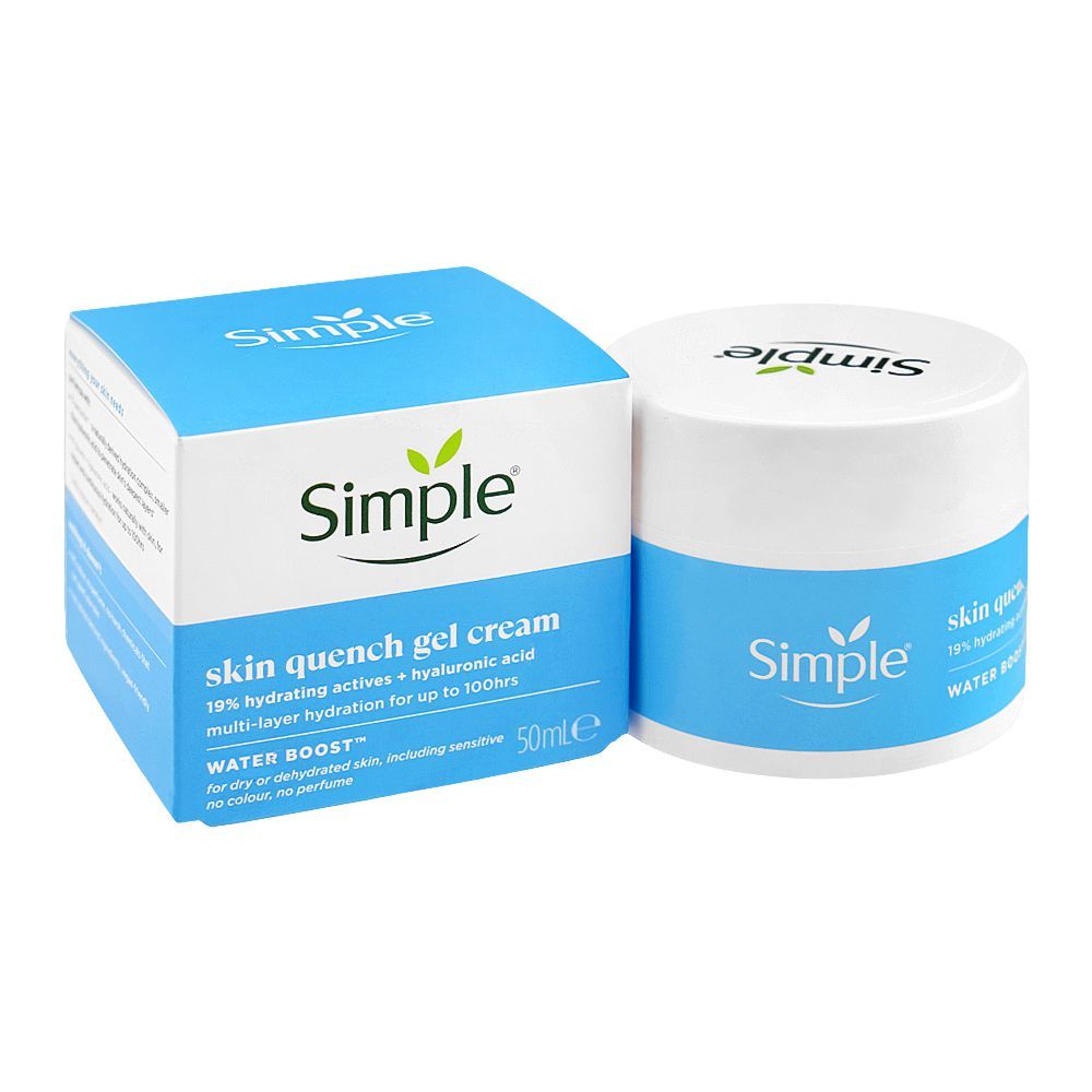 Simple Water Boost 19% Hydrating Actives+Hyaluronic Acid Skin Quench Gel Cream 50 ML