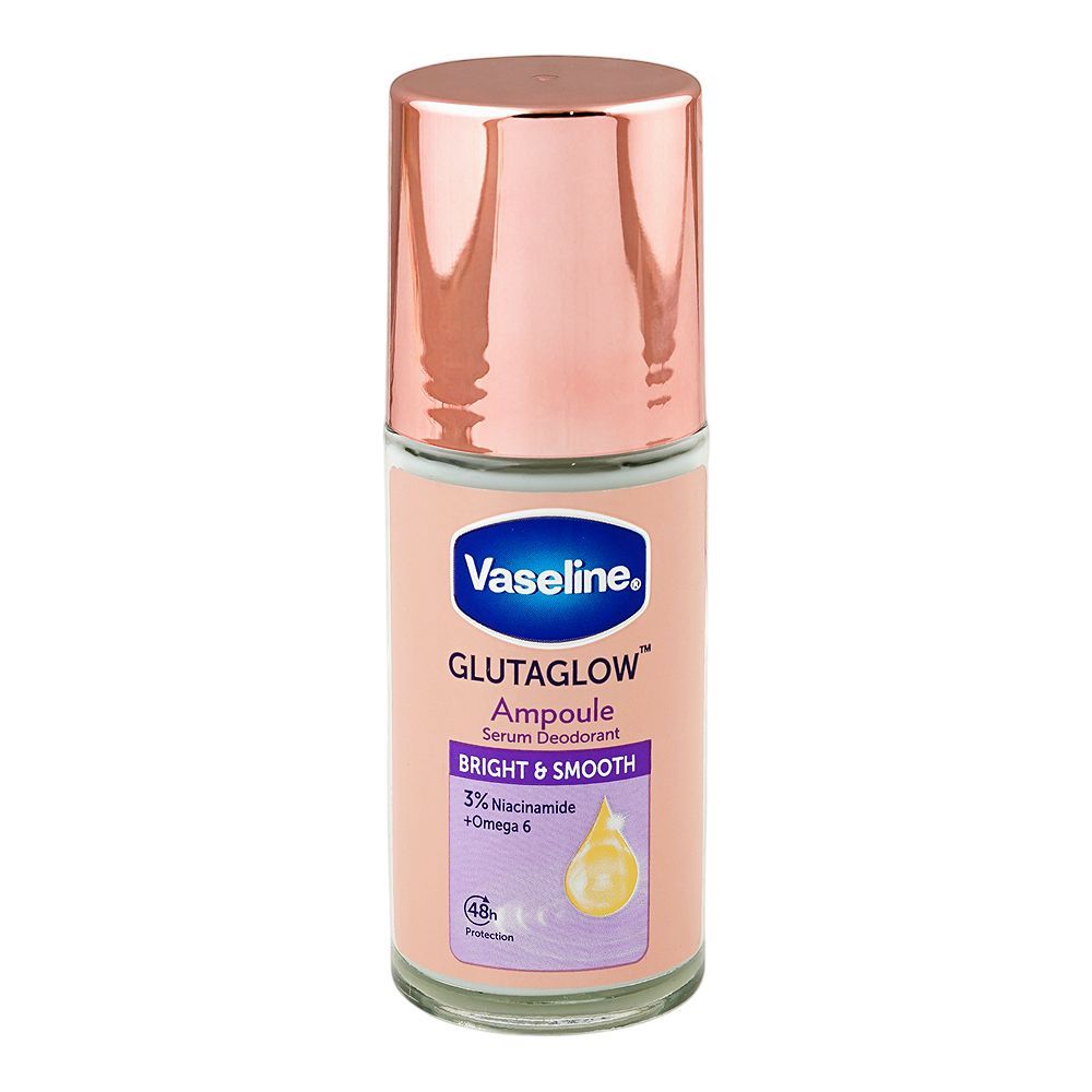 Vaseline Gluta Glow Ampoule Bright & Smooth Serum Deodorant Roll On Niacinamide + Omega 6 45 ML
