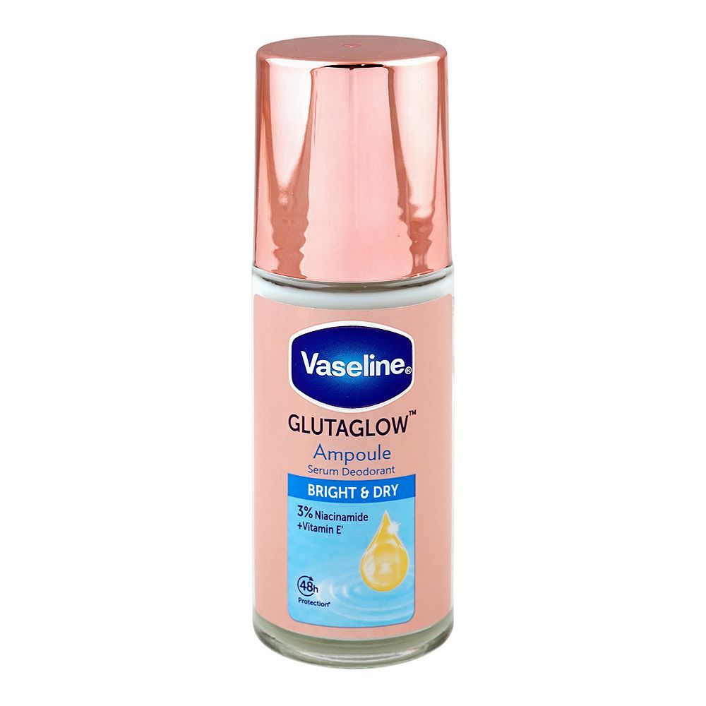Vaseline Gluta Glow Ampoule Bright & Dry Serum Deodorant Roll On Niacinamide + Vitamin E 45 ML
