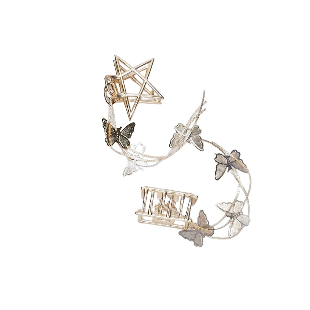 Hair Claw in Geometric Shape with Butterflies Design