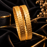 Luxury Gold-Tone Leaf Design Bangle Set for Women