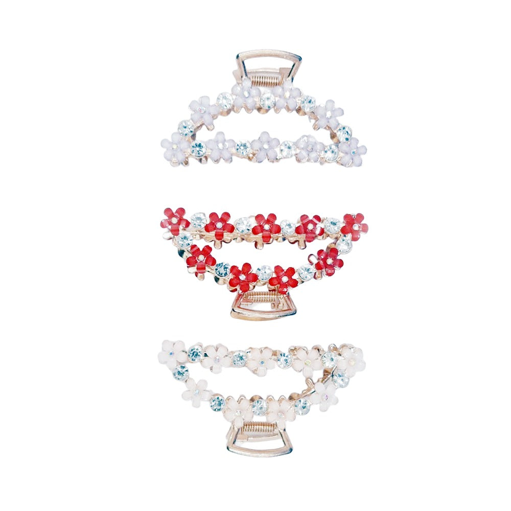 Hair Claw in Crescent Shape with Multi Floral Design