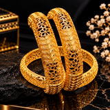 Luxury Gold-Tone Floral Cutwork Bangle Set for Women