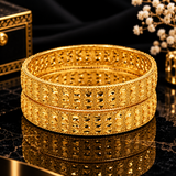 Luxury Gold-Tone Wide Filigree Bangle Set for Women