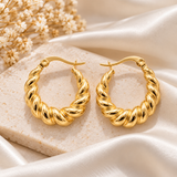 Gold-Tone Twisted Hoop Earrings for Women