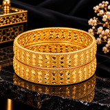Luxury Gold-Tone Wide Filigree Bangle Set for Women