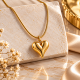 Elegant Gold-Tone Heart Pendant Necklace for Women