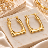 Gold-Tone Geometric Hoop Earrings for Women