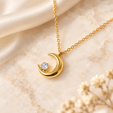 Gold-Tone Crescent Moon Pendant Necklace for Women