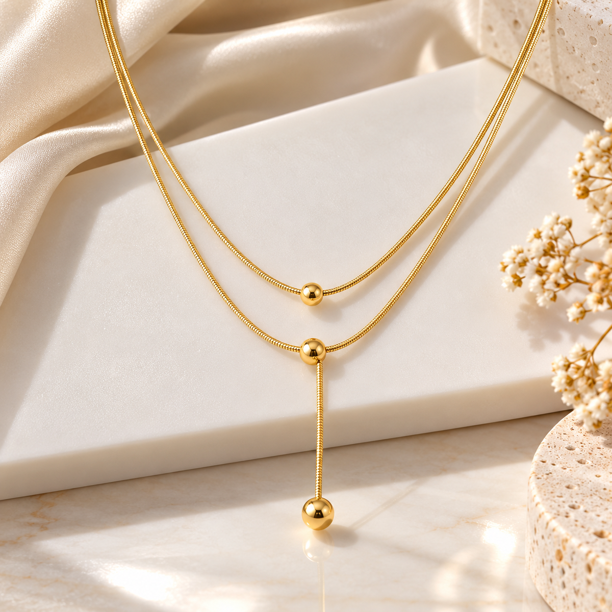 Gold-Tone Layered Y Necklace for Women