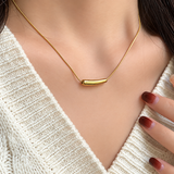 Minimalist Gold-Tone Bar Pendant Necklace for Women