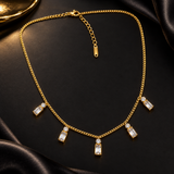 Gold-Tone Clear Crystal Charm Necklace for Women