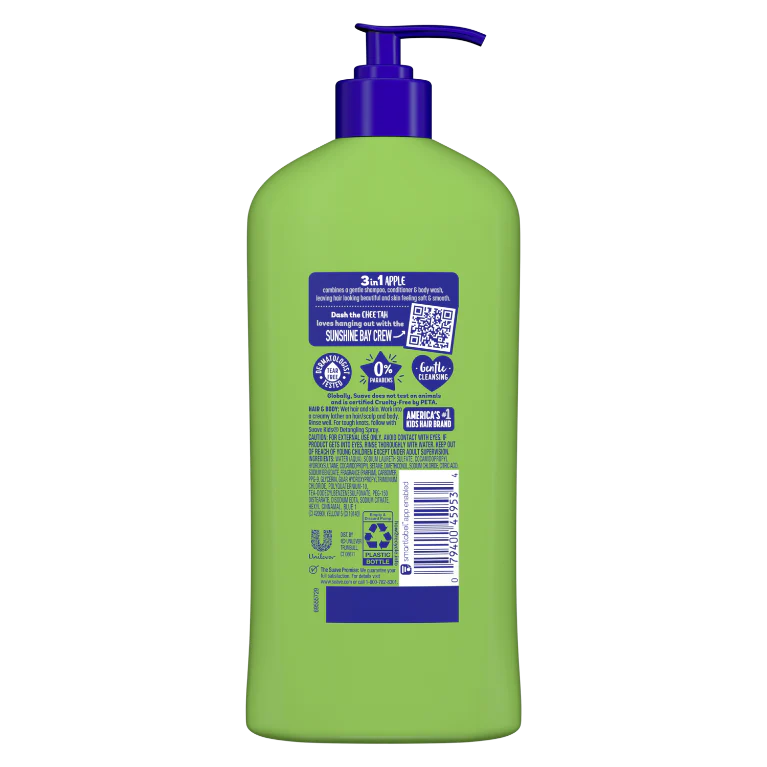 Suave Kids Silly Apple 3-in-1 Shampoo, Conditioner, Body Wash 700 ML