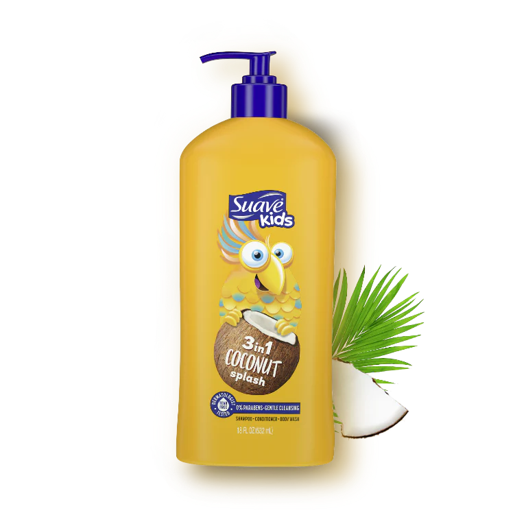 Suave Kids 3-in-1 Shampoo, Conditioner, Body Wash Coconut Splash
