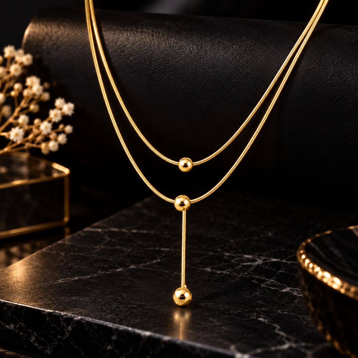 Gold-Tone Layered Y Necklace for Women