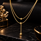 Gold-Tone Layered Y Necklace for Women