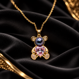 Gold-Tone Teddy Bear Pendant Necklace for Women