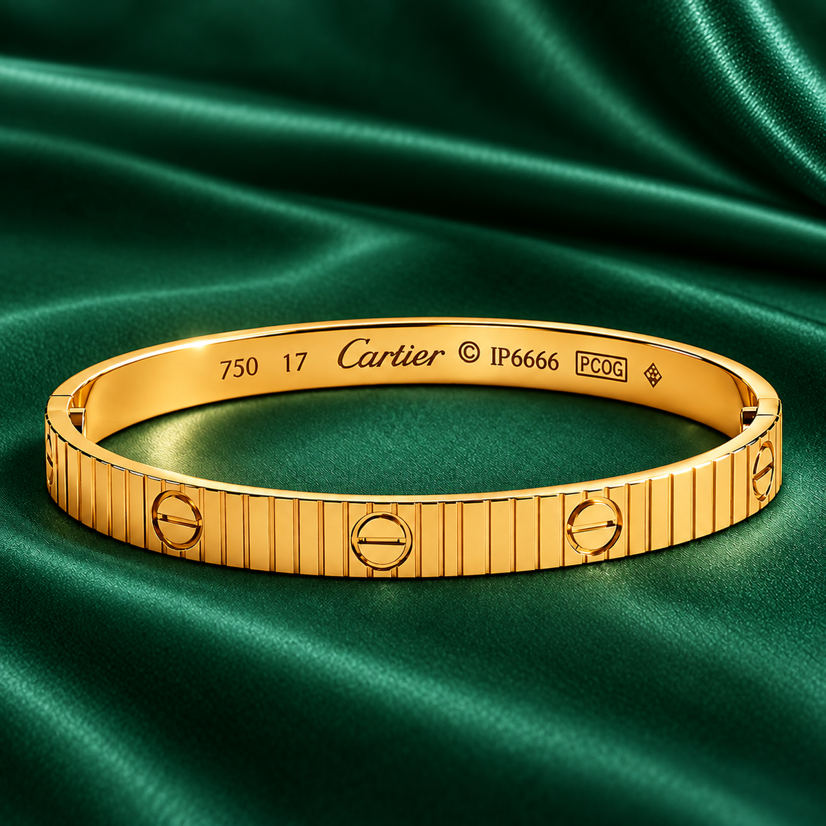 Luxury Gold-Tone Screw Bangle Bracelet  – Ribbed Designer Cuff Jewelry