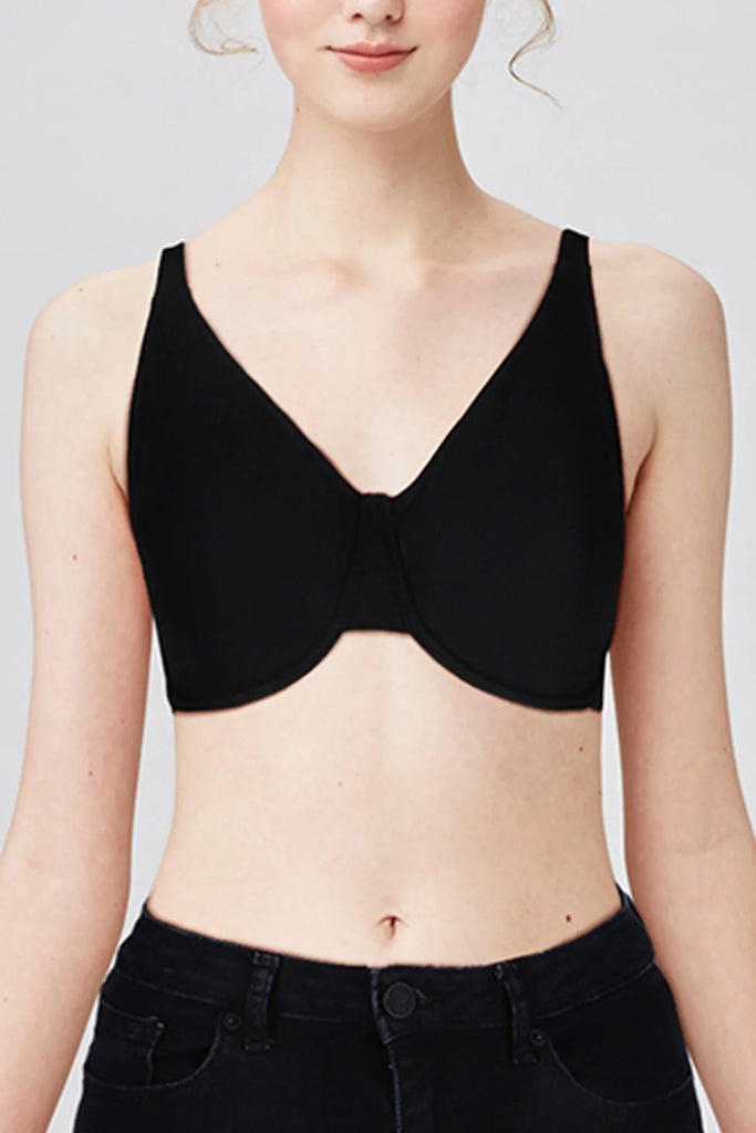 BLS Camille Wired And Non Padded Cotton Bra Black –