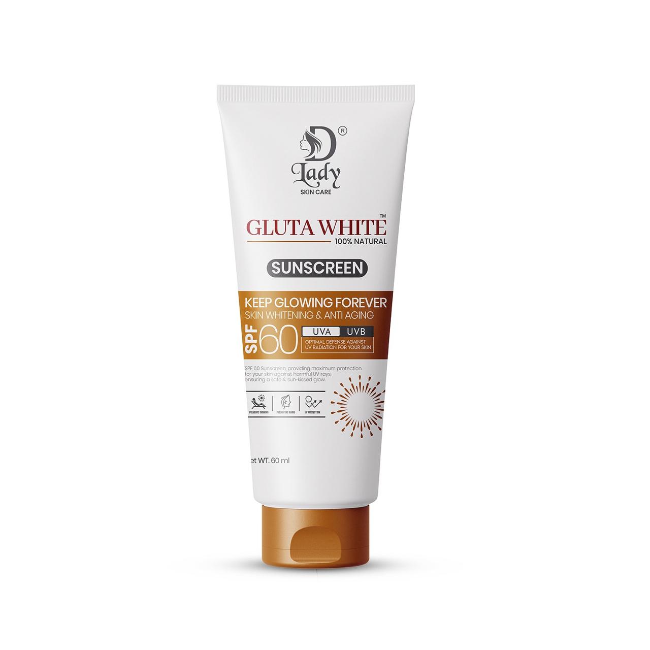 D Lady Gluta White Sunscreen SPF 60 60 ML
