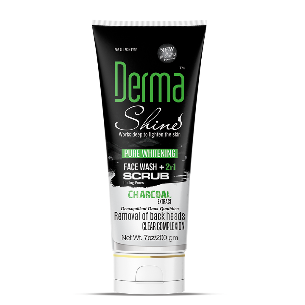 Derma Shine Charcoal Face Wash+ Scrub (2 In 1) 200 GM