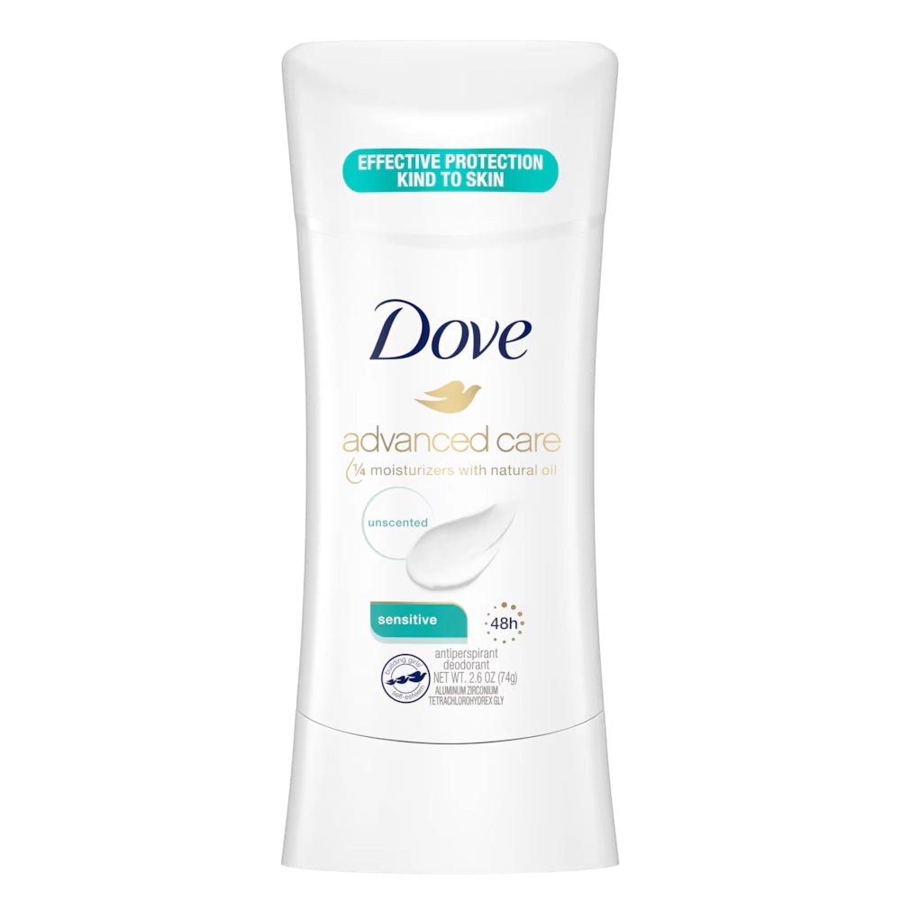 Dove Advanced Care Sensitive Unscented Deodorant Stick 74 GM