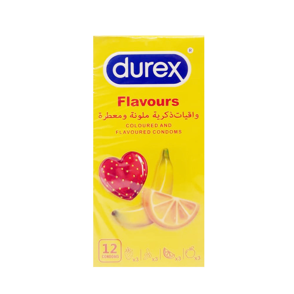 Durex Flavours Coloured And Flavoured 12 Condoms Box