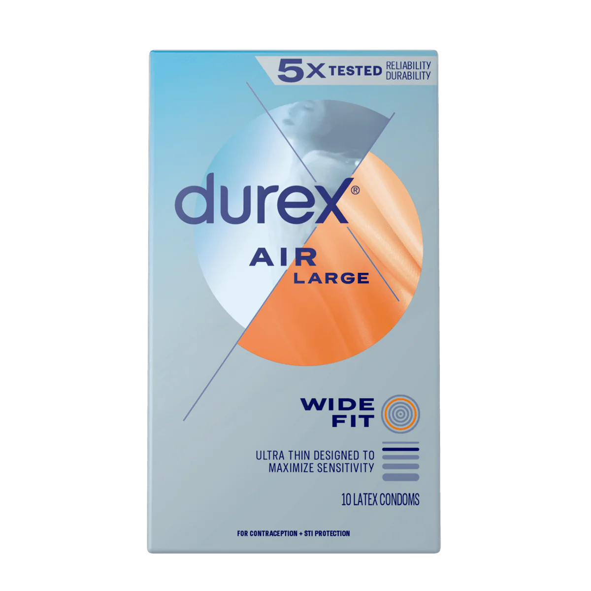 Durex Air Wide Fit Large Latex 10 Condoms Box