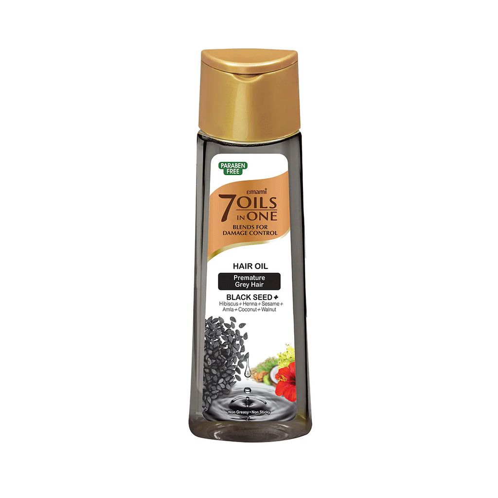 Emami 7 Oils in One Black Seed Damage Control Hair Oil for Premature Grey Hair