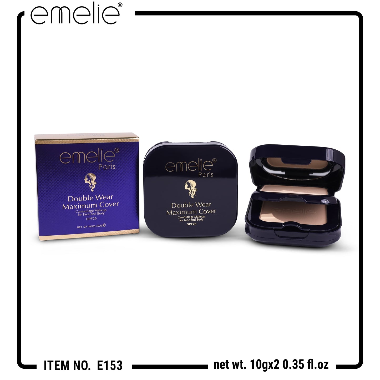 Emelie Double Wear Maximum Cover Pressed Powder
