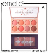Emelie Princess Diary 8 Color Blusher & Eyeshadow