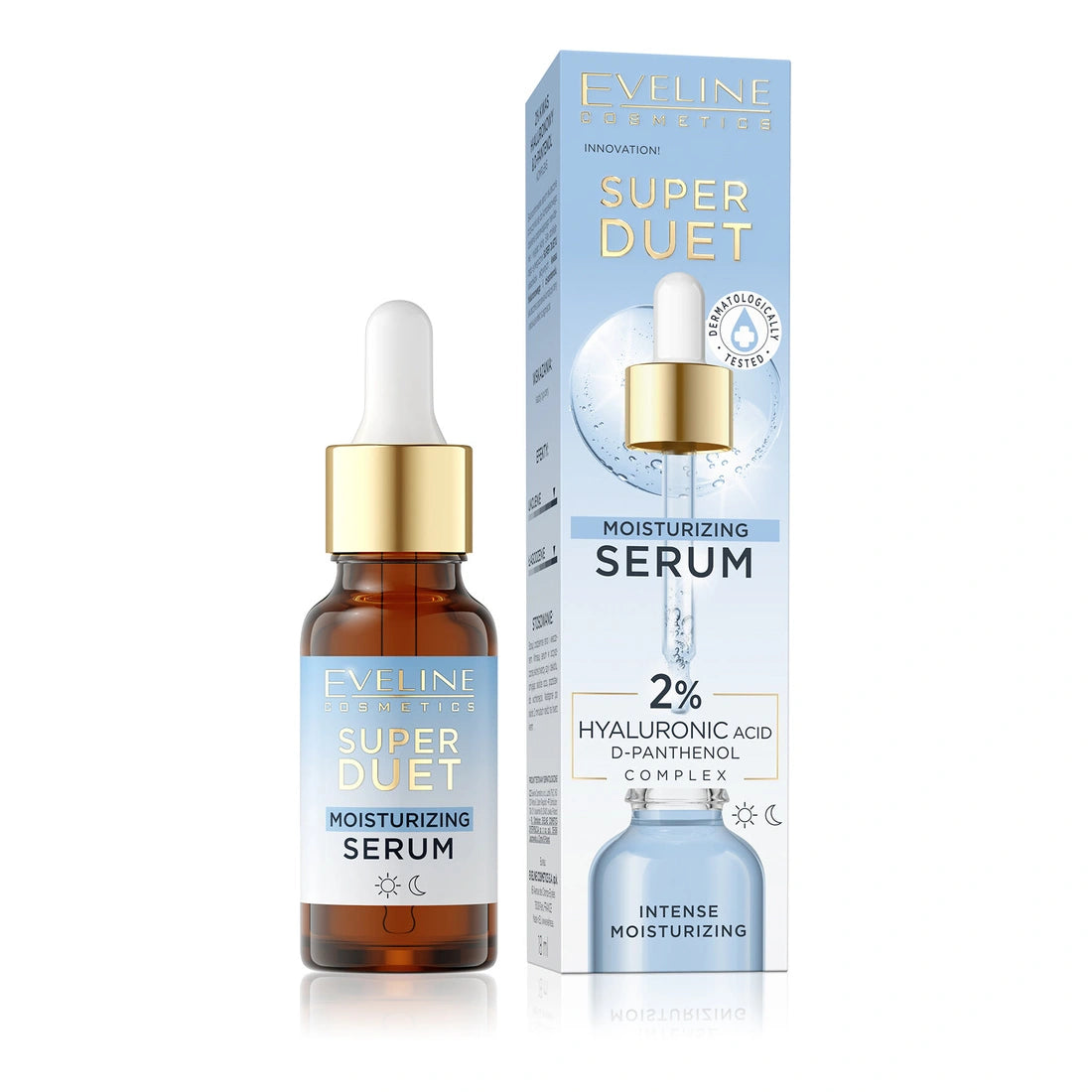 Eveline Super Duet Serum Moisturizing 2% Hyaluronic Acid & D-Panthenol Complex 18 ML