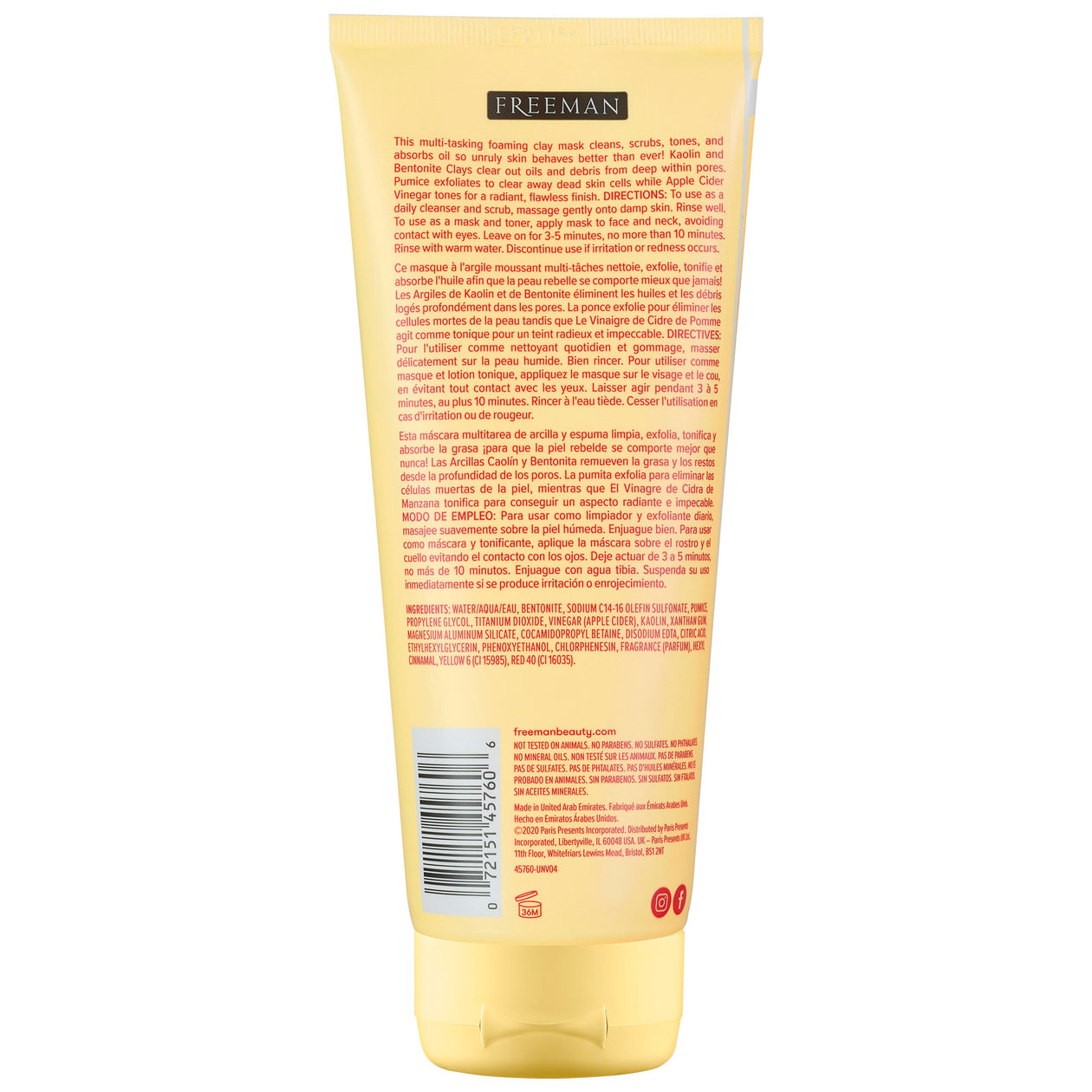 Freeman Cleansing Apple Cider Vinegar Clay Mask & Scrub 175 ML