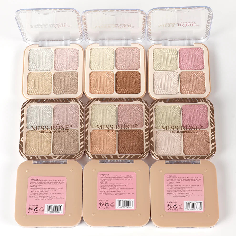 Miss Rose Luminous Glow 4-Color Highlighter Palette