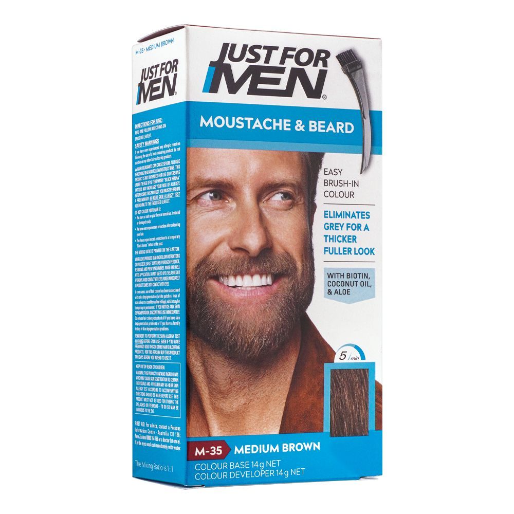 Just For Men Brush-In Color Mustache & Beard Gel Medium Brown M-35