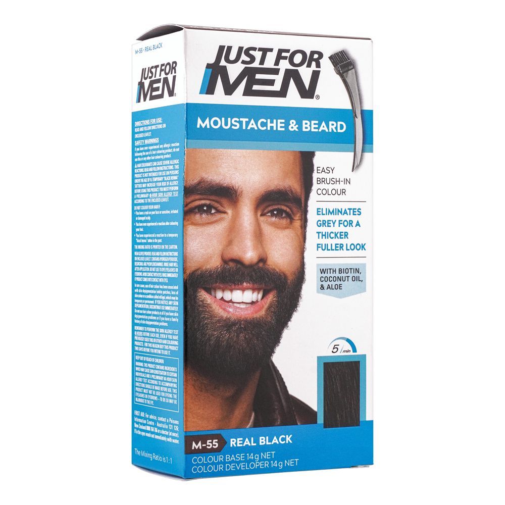 Just For Men Brush-In Color Mustache & Beard Gel Real Black M-55