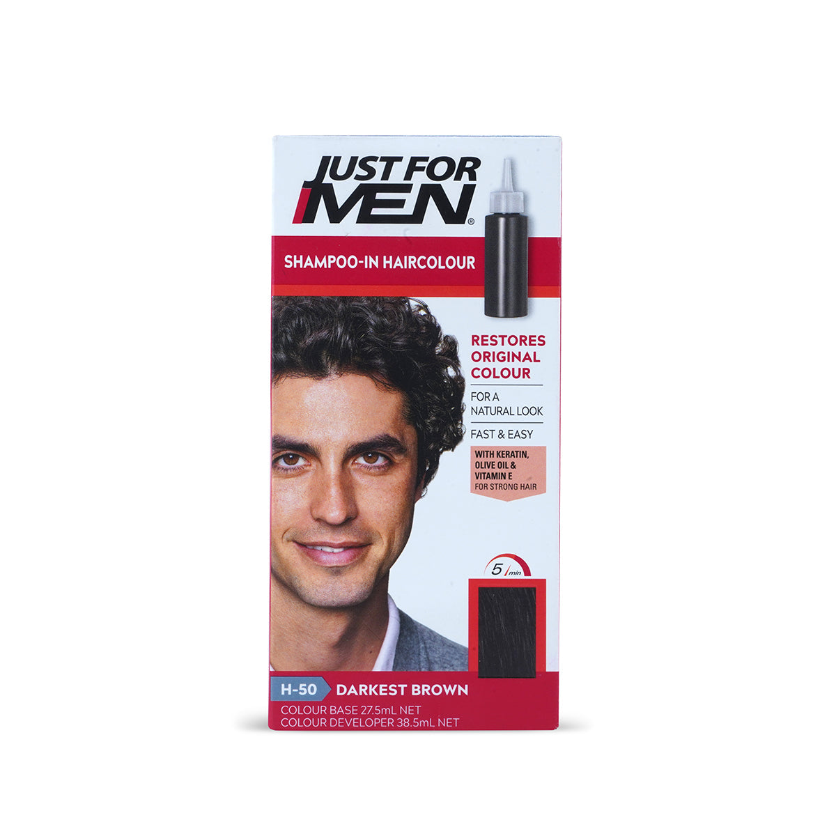 Just For Men Shampoo-In Hair Color Darkest Brown H-50