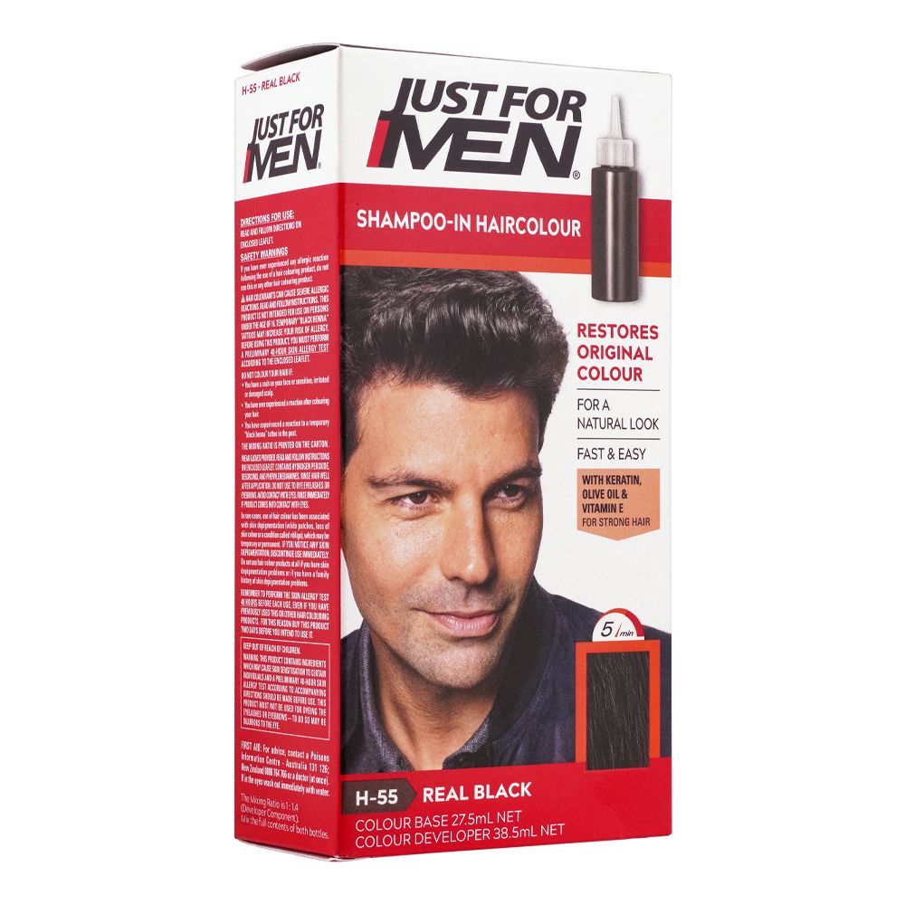 Just For Men Shampoo-In Hair Color Real Black H-55