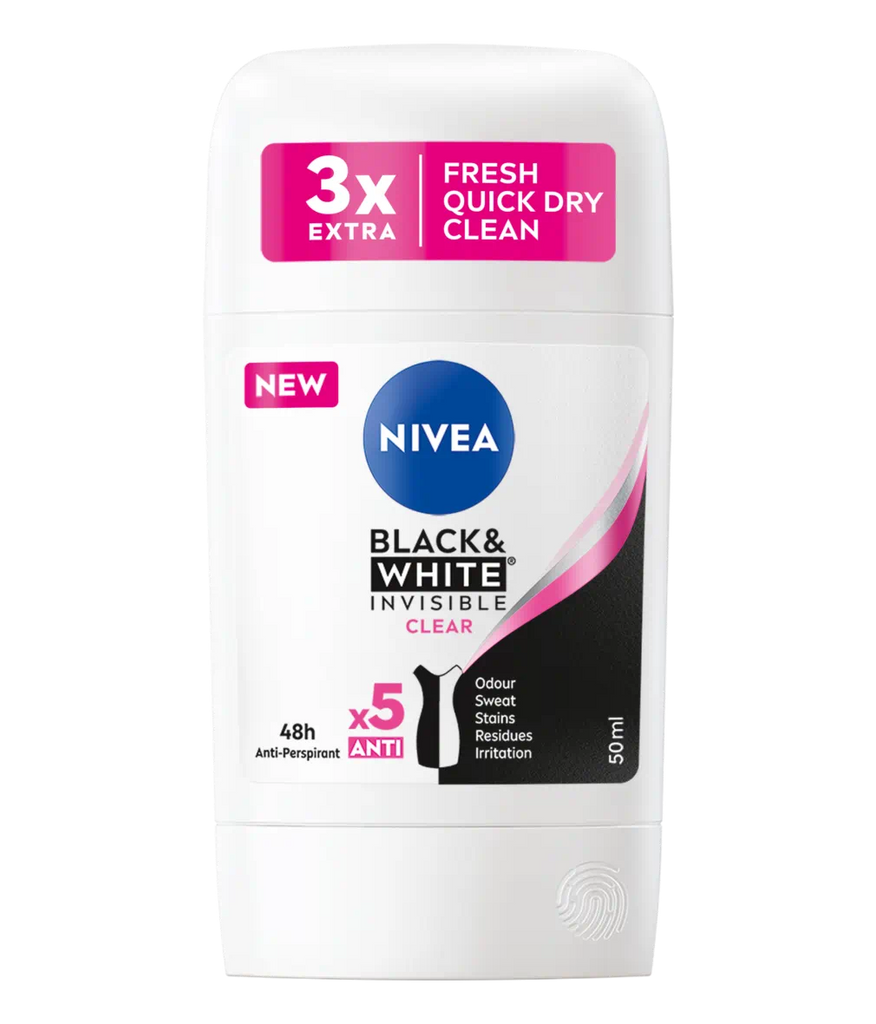 Nivea Black & White Invisible Clear 48H Deodorant Stick 50 ML