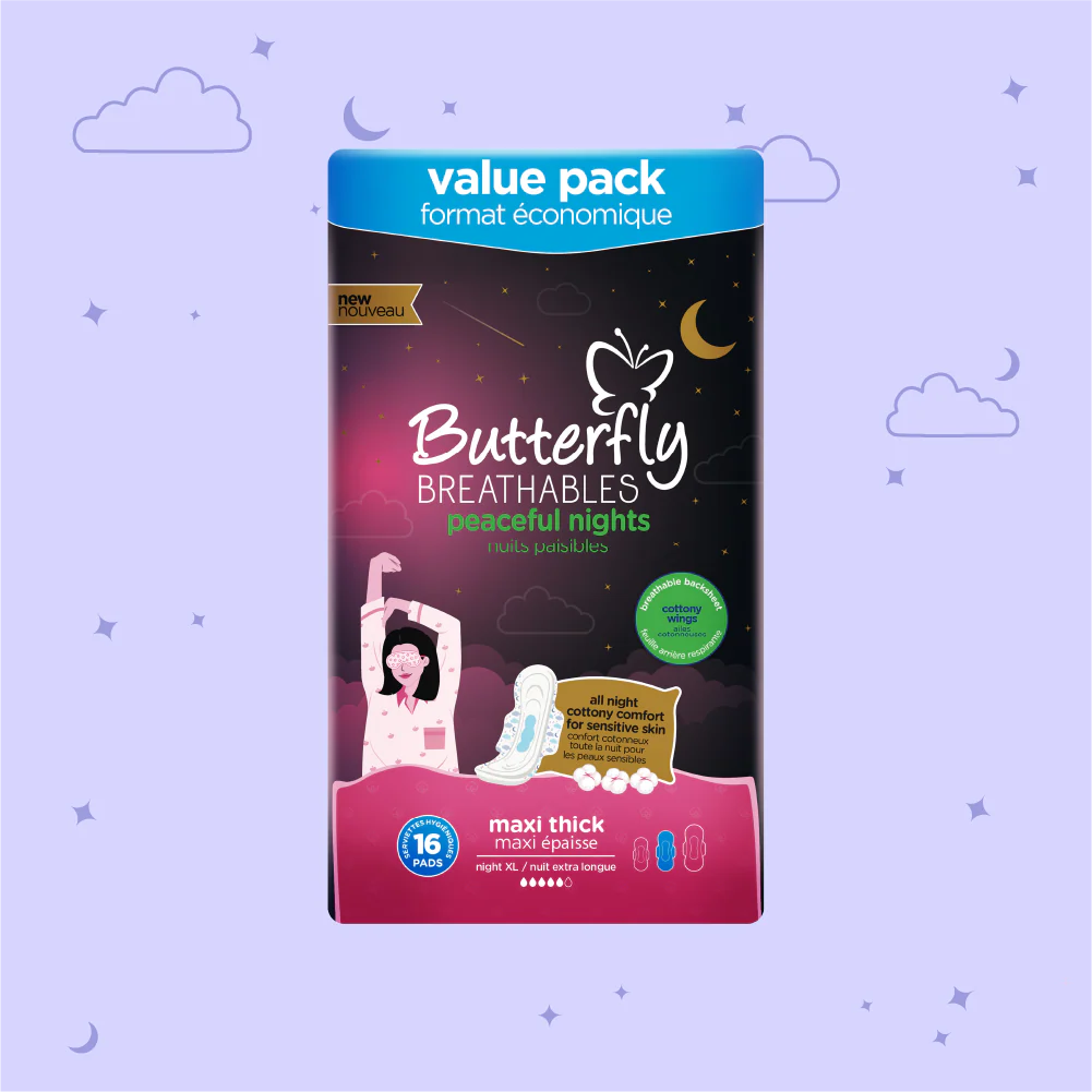 Butterfly Breathables Peaceful Nights Cottony Comfort XL Value Pack 16 Pcs