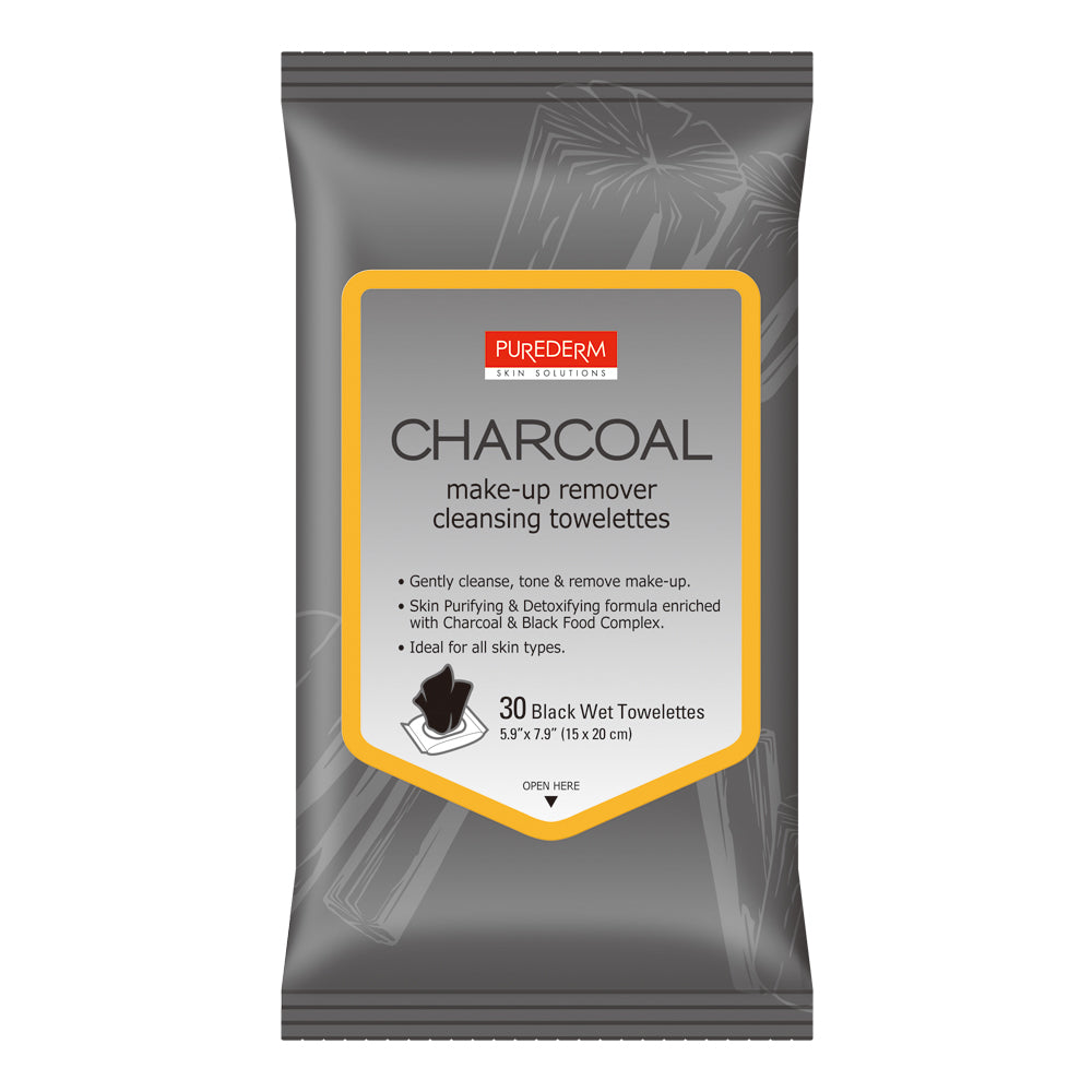 Purederm Charcoal Make-Up Remover Cleansing 30 Towelettes