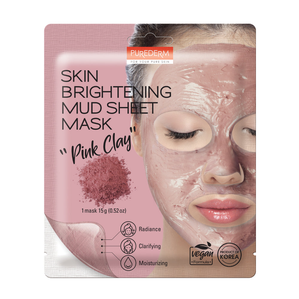 Purederm Skin Brightening Mud Sheet Mask Pink Clay