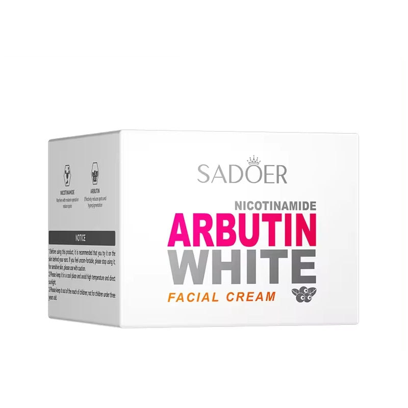 Sadoer Arbutin White Face Cream Lighten Dark Spots Repair Damaged Skin 50 GM
