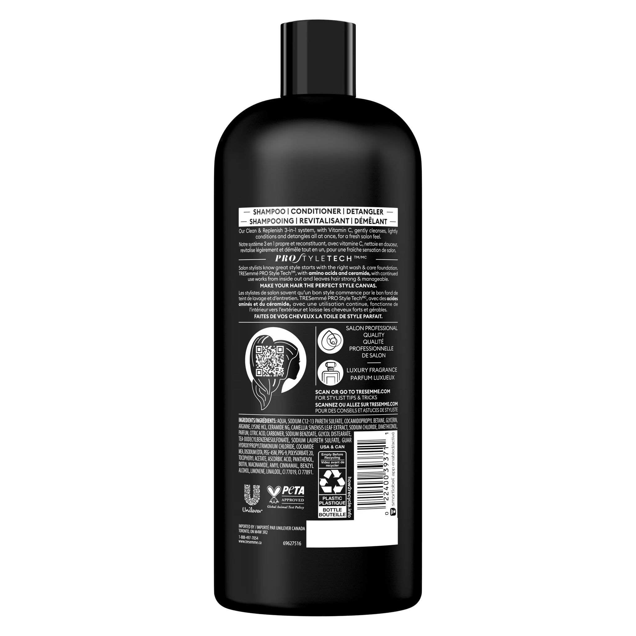 TRESemmé Cleanse & Replenish 3-in-1 Shampoo Conditioner & Detangler 828 ML