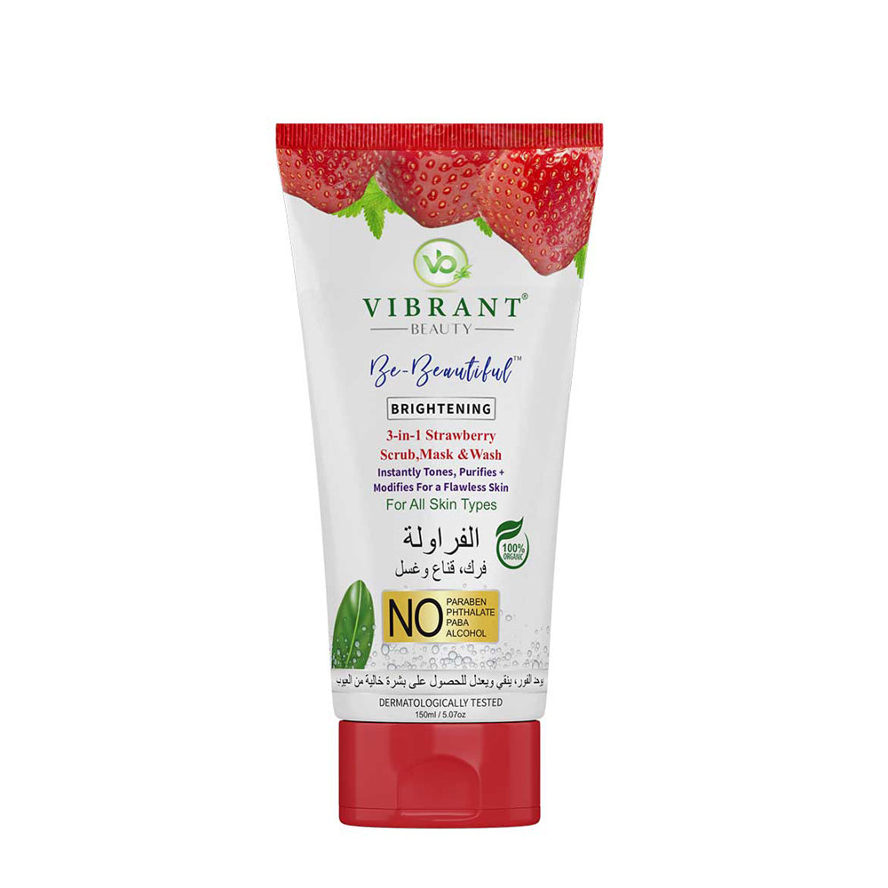 Vibrant Beauty 3 in 1 Strawberry Scrub, Mask & Wash 150 ML