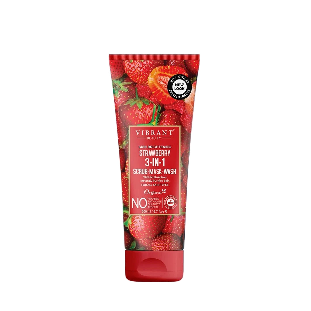 Vibrant Beauty 3 in 1 Strawberry Scrub Mask Wash 200 ML