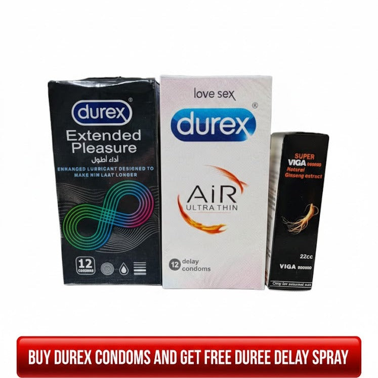 Durex Box Condoms+ Free Durex Delay Spray
