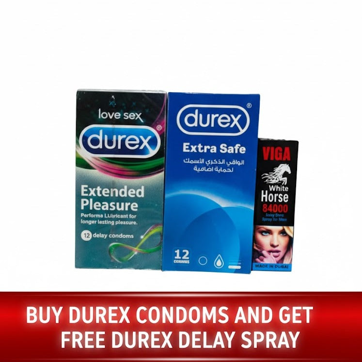 Durex Box Condoms+ Free Durex Delay Spray