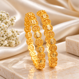 Gold-Tone Textured Bangle Set for Women